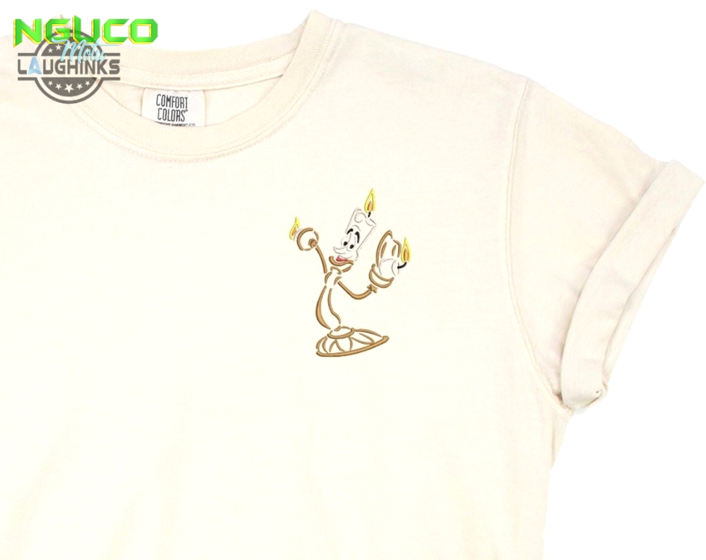 Lumiere embroidered tshirt embroidered shirt beauty and the beast t shirt disney princess shirt disney tshirt womens disney shirt embroidery tshirt sweatshirt hoodie gift