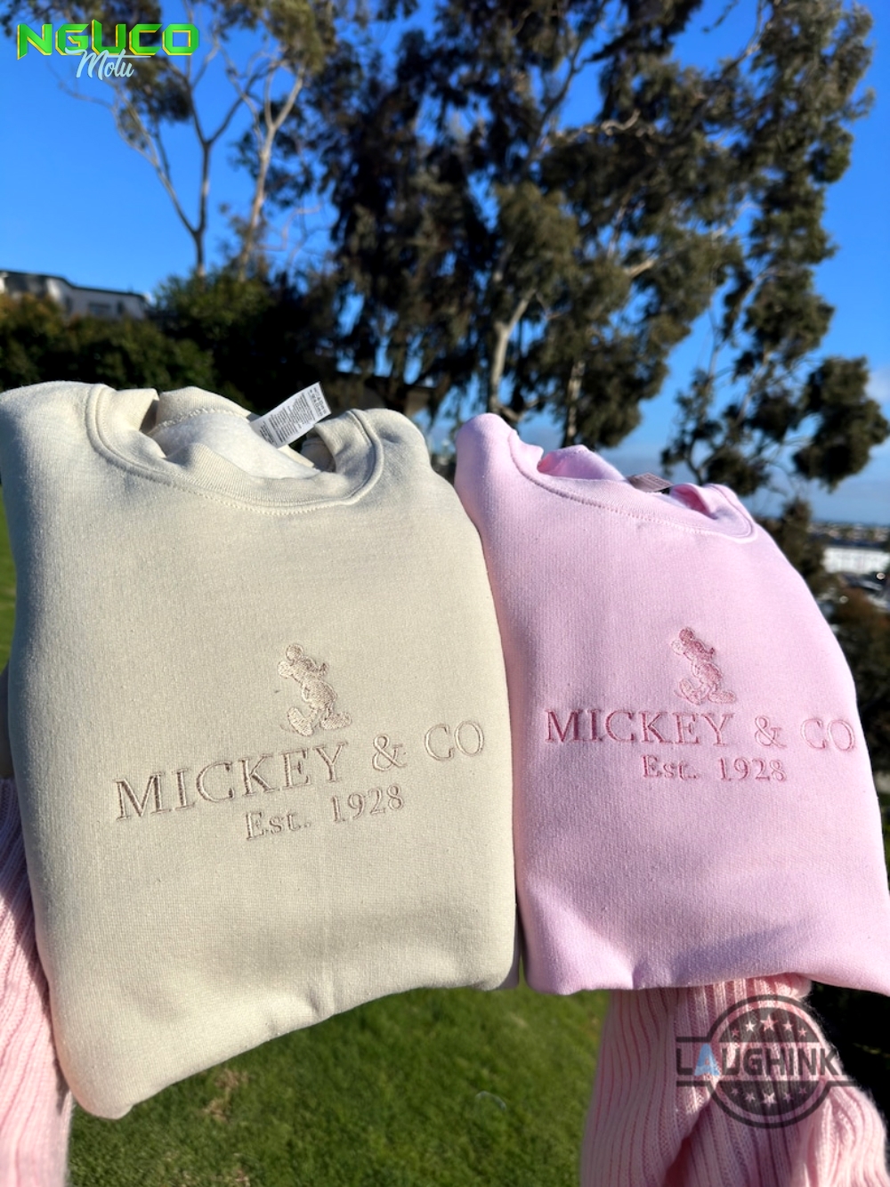 Mickey embroidered sweatshirt tshirt hoodie mens womens mickey and co est 1928 crewneck magic kingdom disney world shirts disneyland embroidery tee