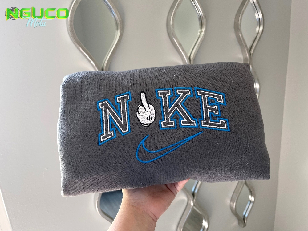 Nke middle finger embroidered sweatshirt embroidery tshirt sweatshirt hoodie gift