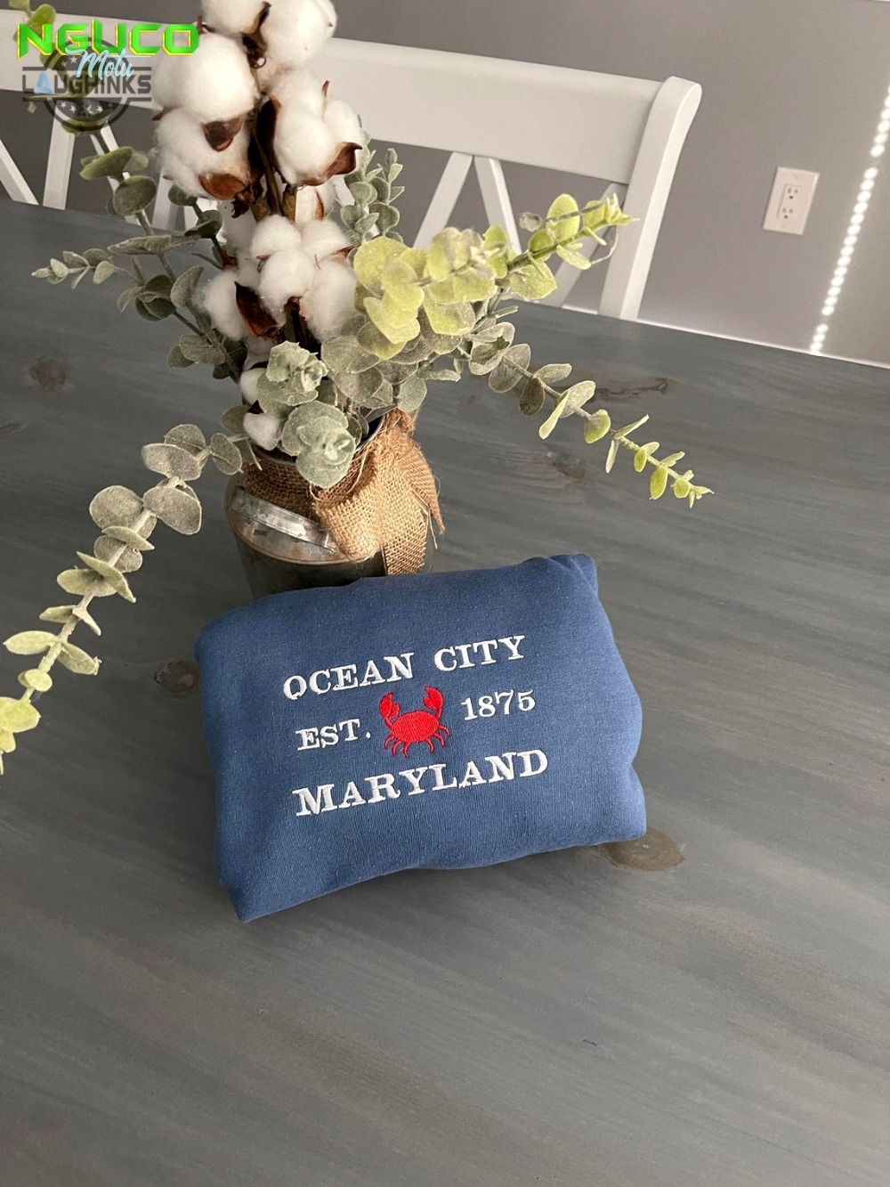 Ocean city maryland embroidered crewneck embroidery tshirt sweatshirt hoodie gift