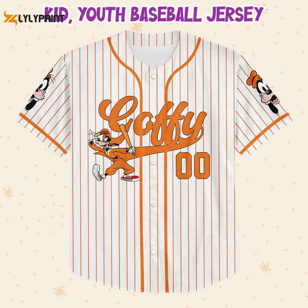 Personalize disney goofy play baseball orange baseball jersey for men women