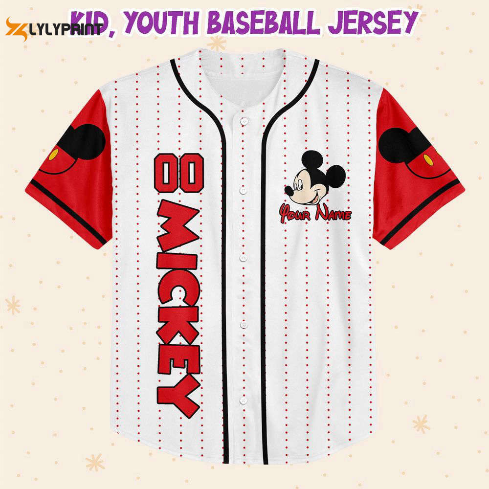 Personalize disney mickey symbol red baseball jersey for men women