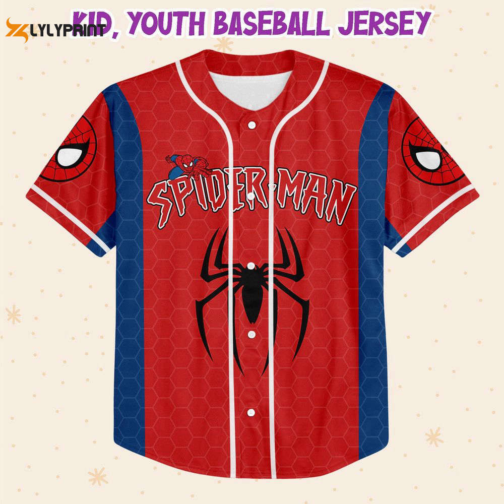 Personalize disney spider man blue and red nbaseball jersey for men women