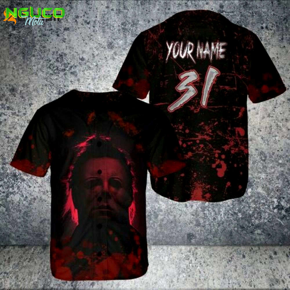 Personalized michael myers horror halloween baseball jersey shirt