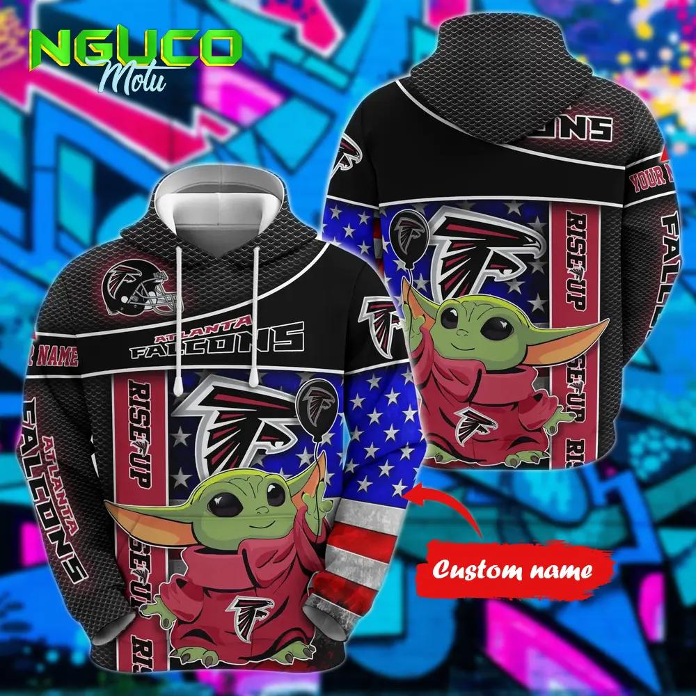 Personalized nfl atlanta falcons hoodie baby yoda unisex hoodie