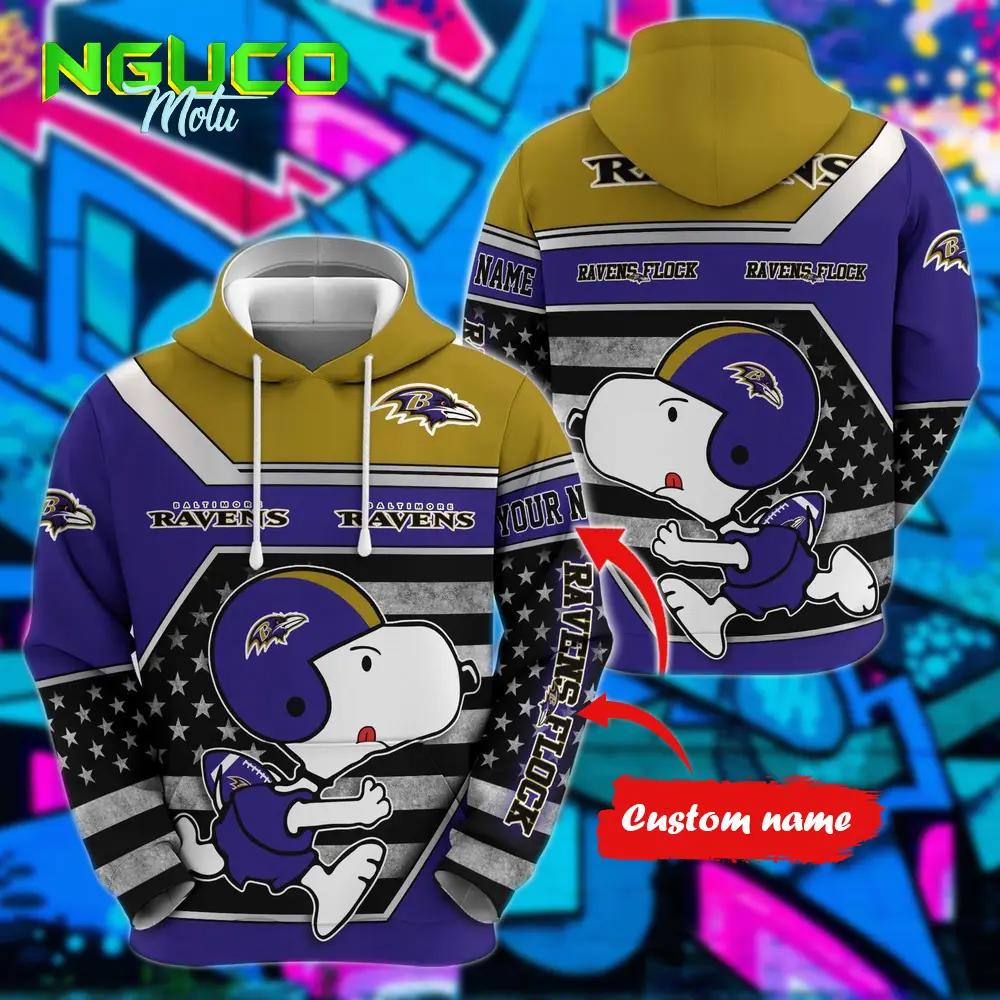 Personalized nfl baltimore ravens hoodie snoopy unisex hoodie