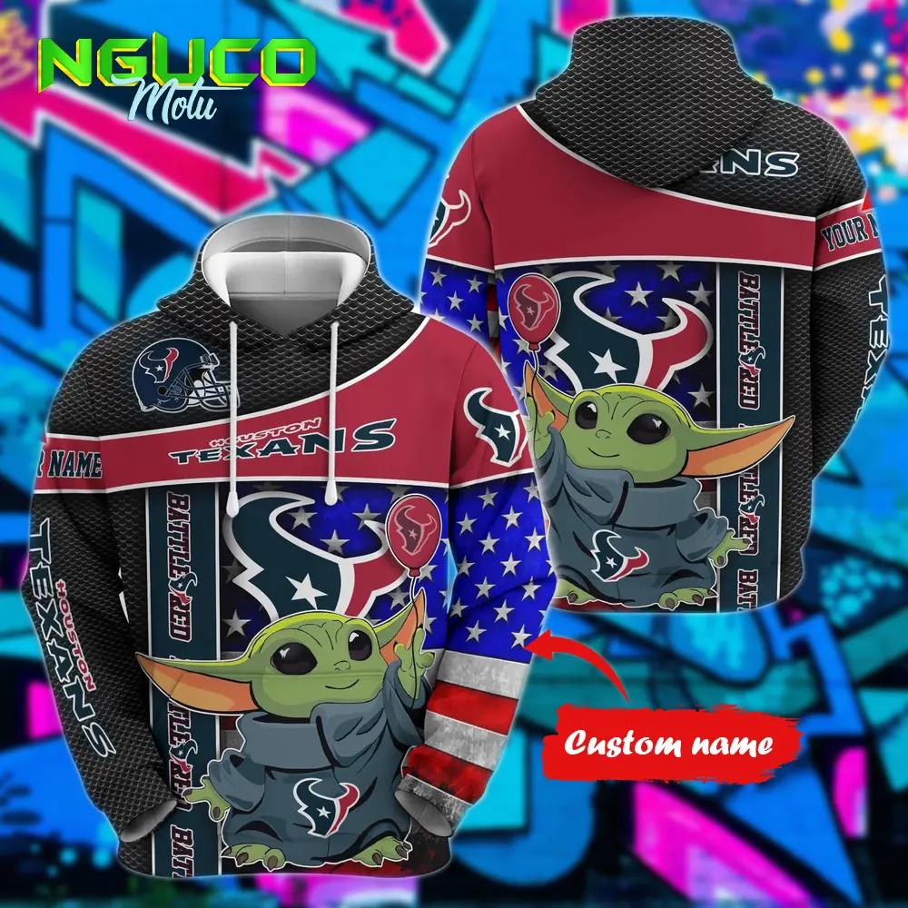 Personalized nfl houston texans hoodie baby yoda unisex hoodie