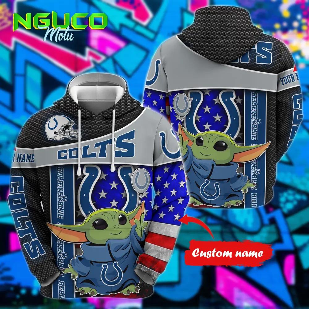 Personalized nfl indianapolis colts hoodie baby yoda unisex hoodie