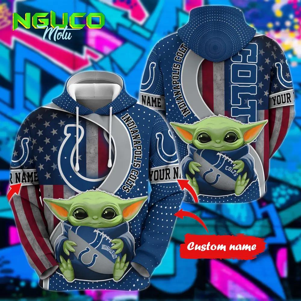 Personalized nfl indianapolis colts hoodie baby yoda unisex hoodie for fans
