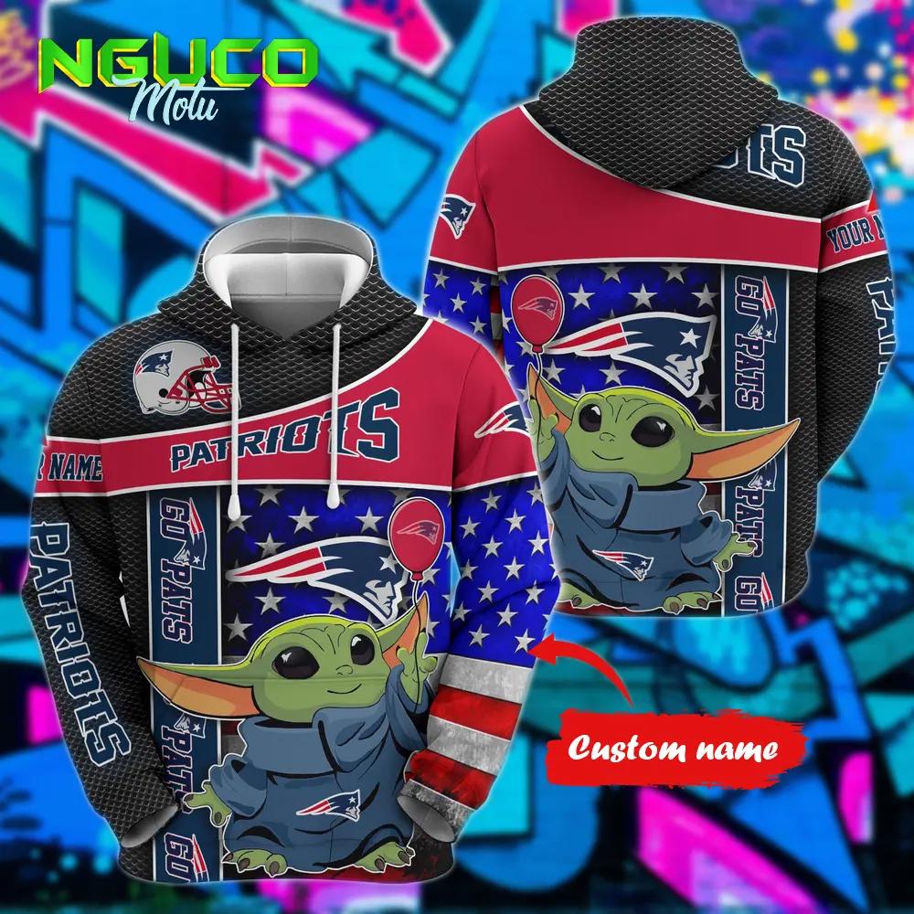 Personalized nfl new england patriots hoodie baby yoda unisex hoodie