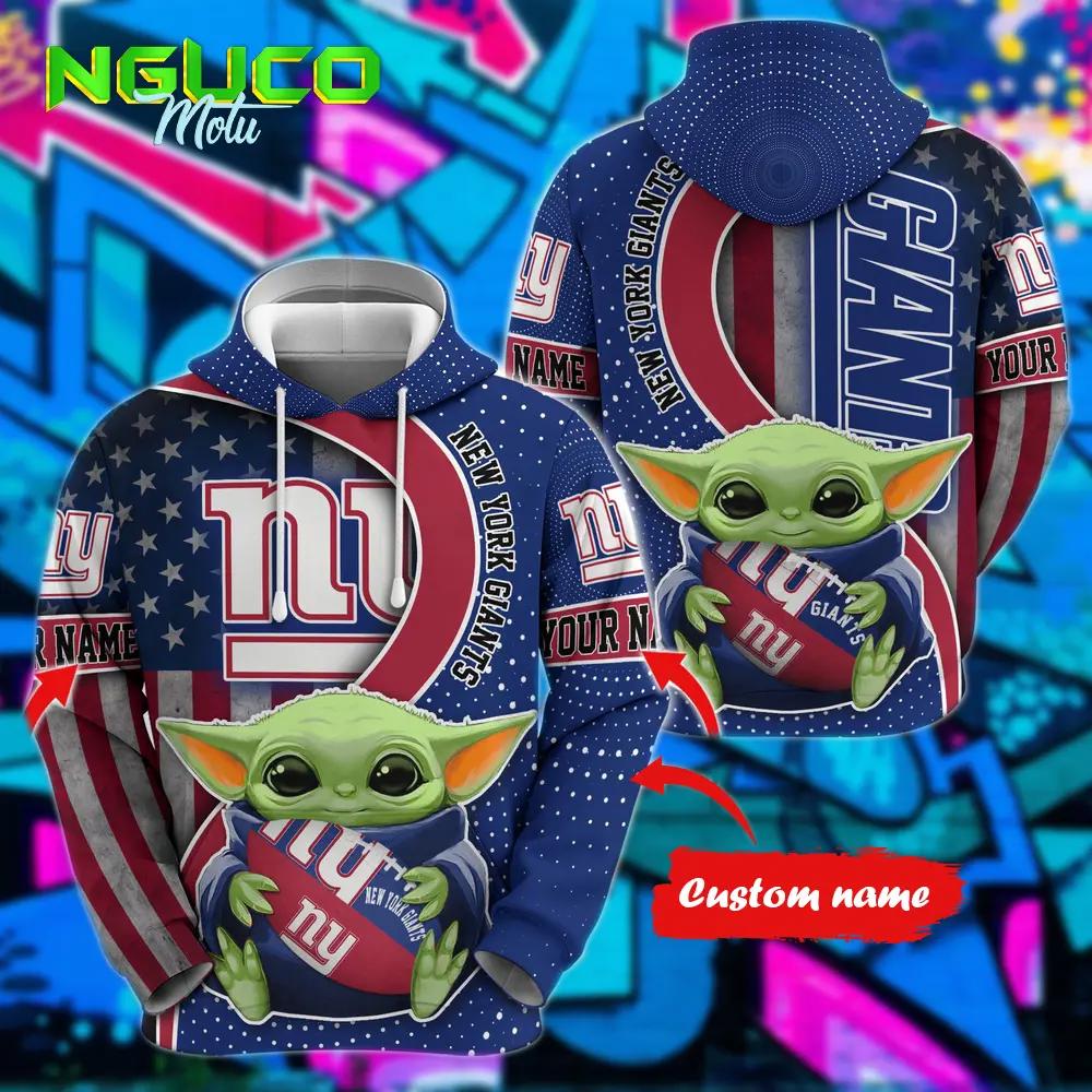 Personalized nfl new york giants hoodie baby yoda unisex hoodie for fans