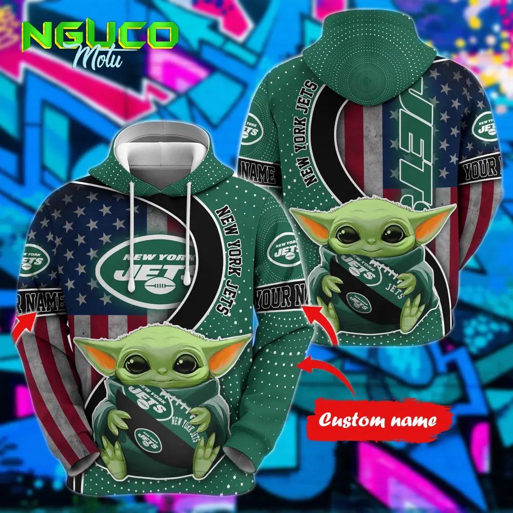 Personalized nfl new york jets hoodie baby yoda unisex hoodie for fans