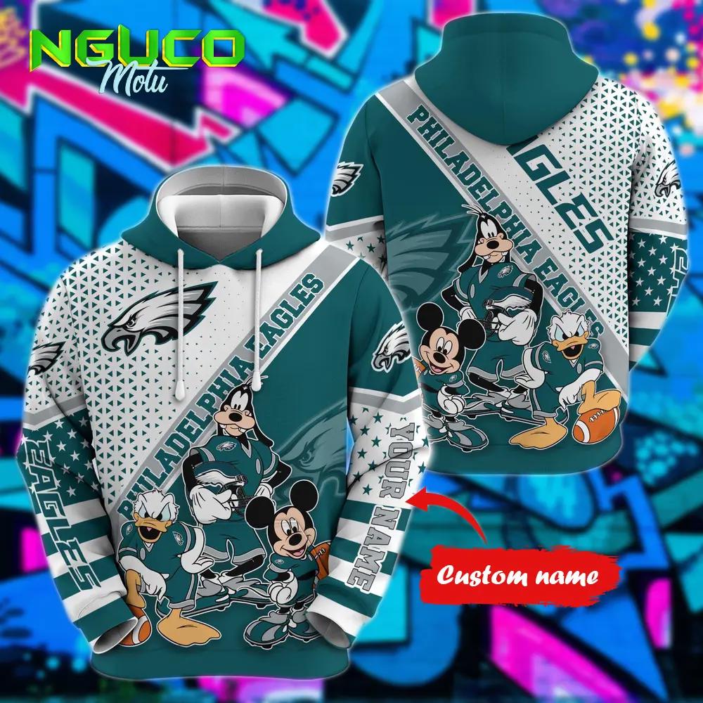 Personalized nfl philadelphia eagles hoodie character cartoon movie unisex hoodie