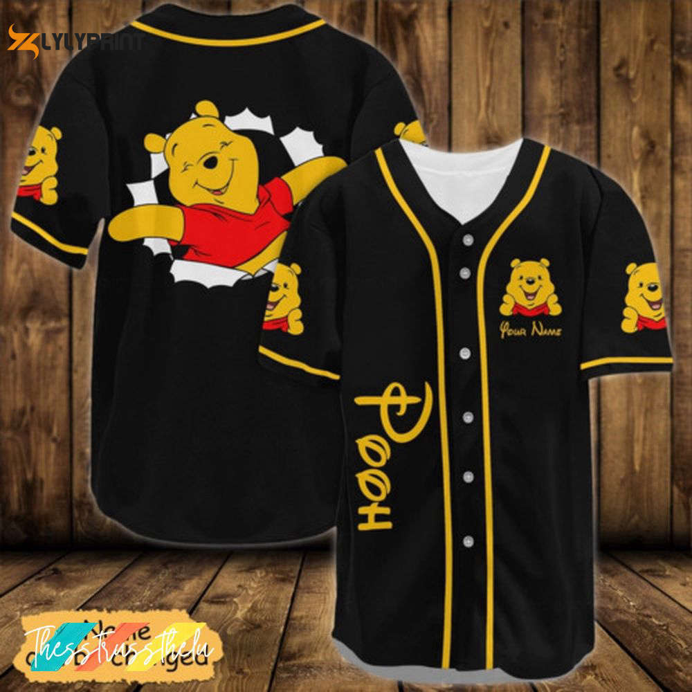 Personalized the pooh bear cracking winnie baseball jersey shirt,winnie the pooh shirt,disney pooh family shirt