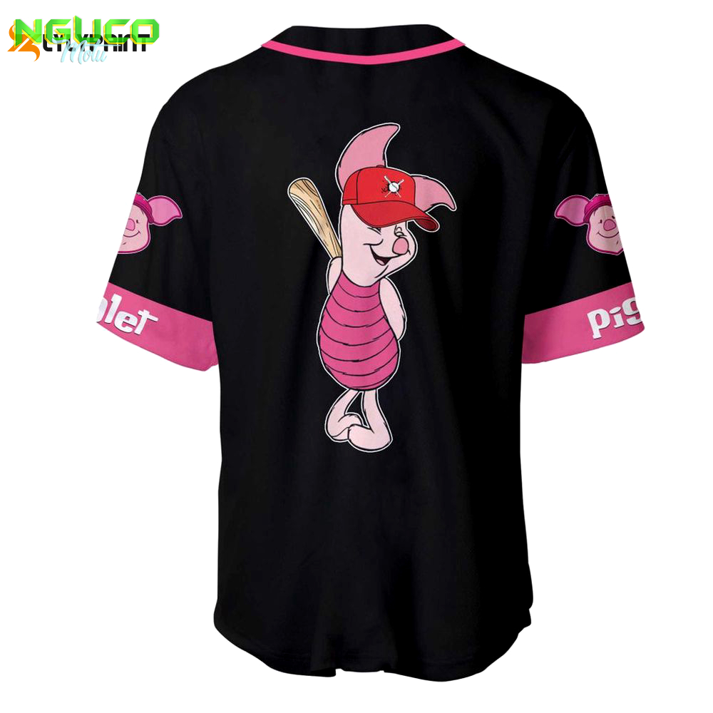 Piglet winnie the pooh black pink disney unisex cartoon custom baseball jersey