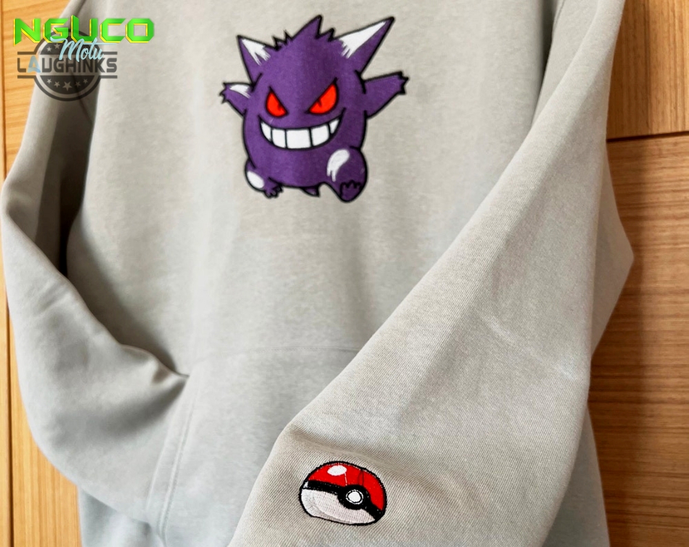 Pokemon gengar embroidered sweatshirt hoodie embroidered sweatshirt pokemon gengar embroidery pokemon gengar high quality unisex embroidery tshirt sweatshirt hoodie gift