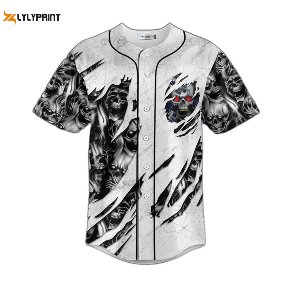 Red eyes skull baseball jersey for men women, men’s baseball jersey for men women