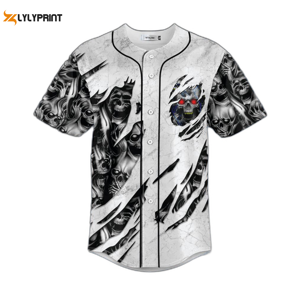 Red eyes skull baseball jerseymen’s baseball jersey gift for skull lover, skull lovers