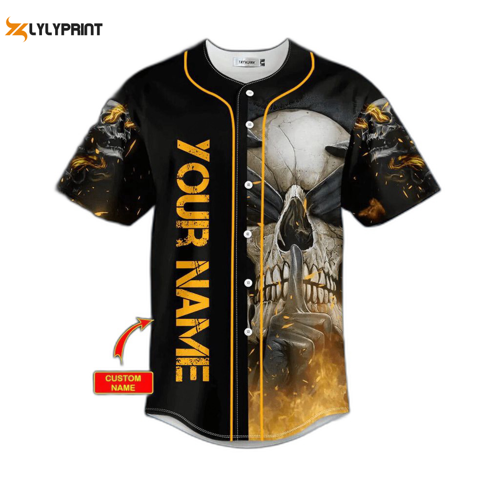 See hear speak no evil fire skull custom baseball jersey for men women