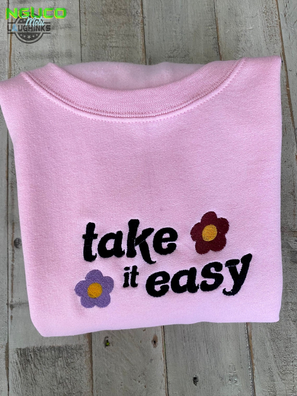 Take it easy embroidered crewneck cute vintage sweatshirt trendy crewneck embroidery tshirt sweatshirt hoodie gift
