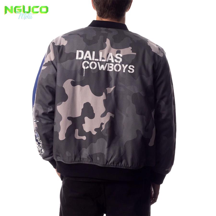 Unisex dallas cowboys the wild collective gray camo bomber jacket