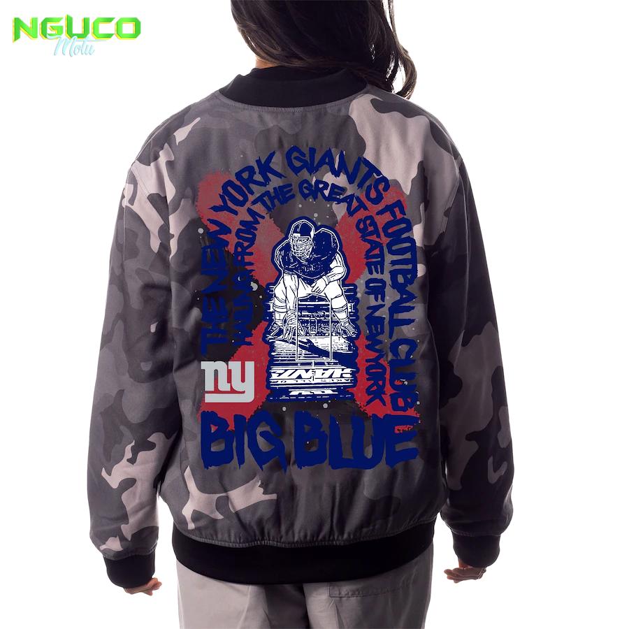 Unisex new york giants the wild collective gray camo bomber jacket
