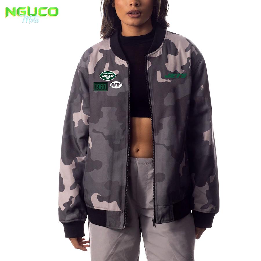 Unisex new york jets the wild collective gray camo bomber jacket