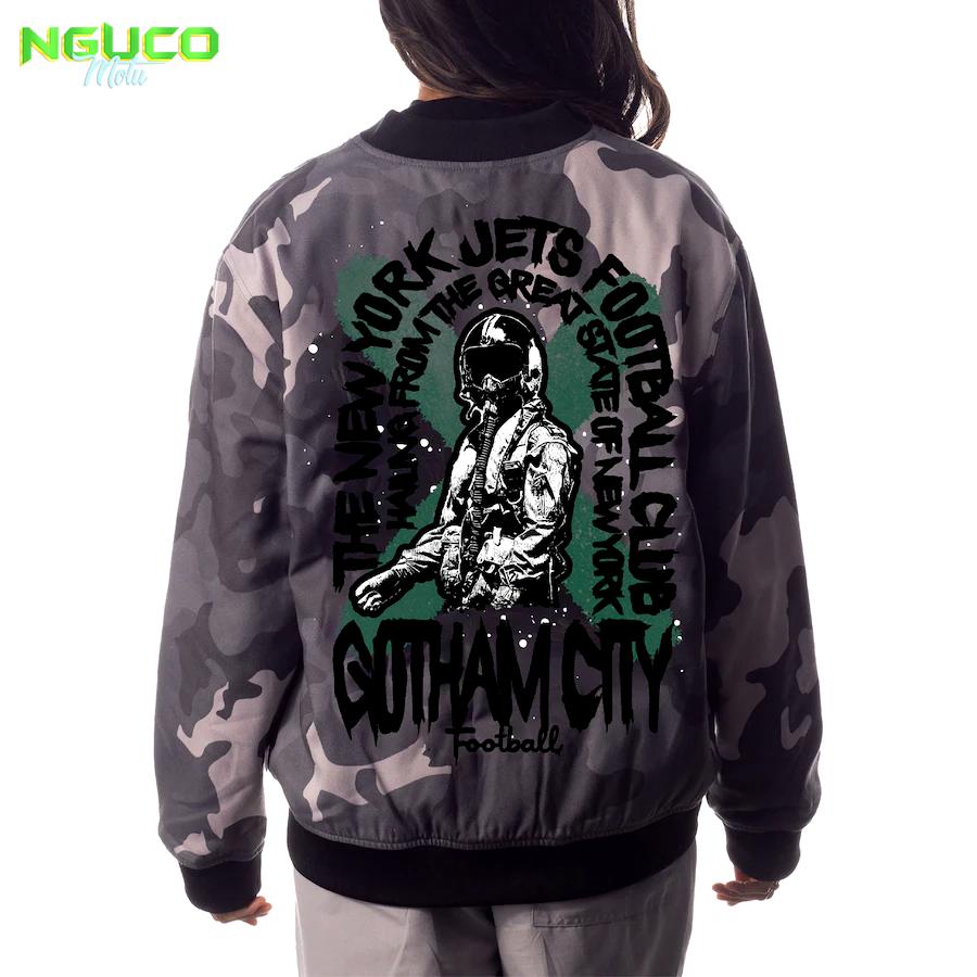Unisex new york jets the wild collective gray camo bomber jacket