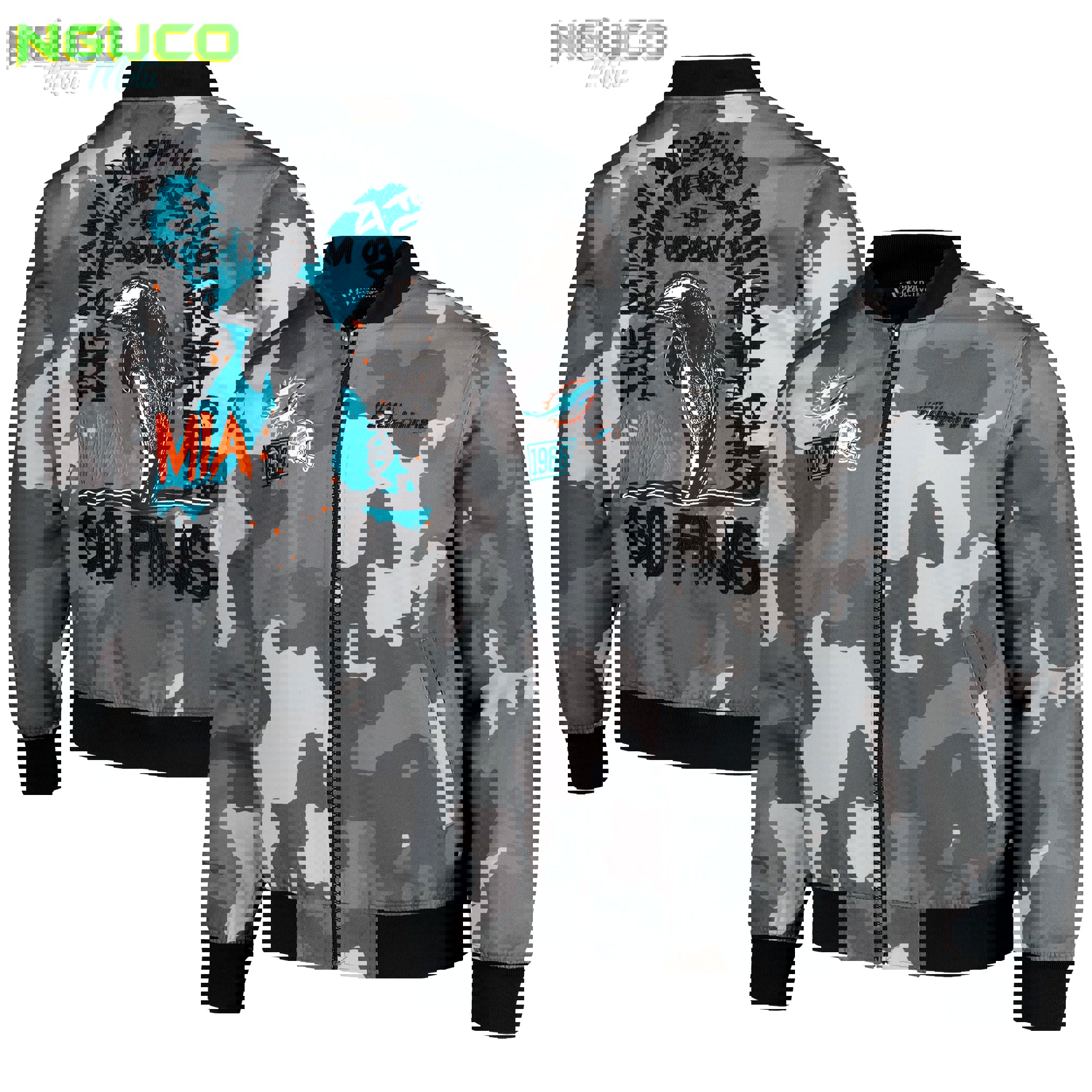 Unisex the wild collective gray miami dolphins camo bomber jacket