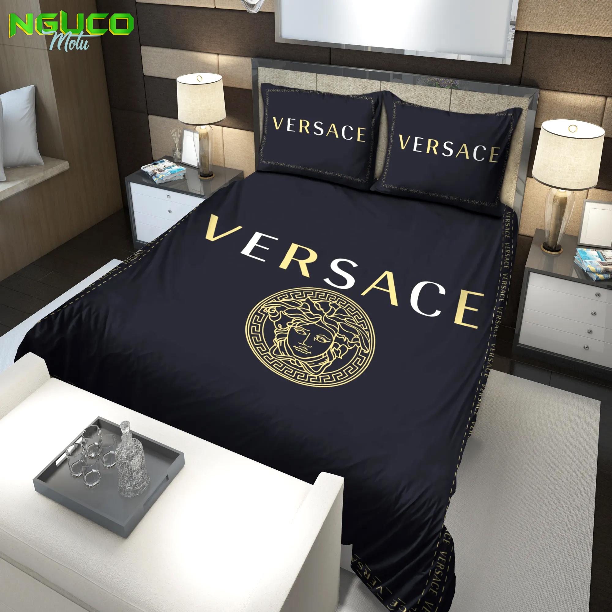Versace black premium fashion luxury brand bedding set bedspread duvet cover set