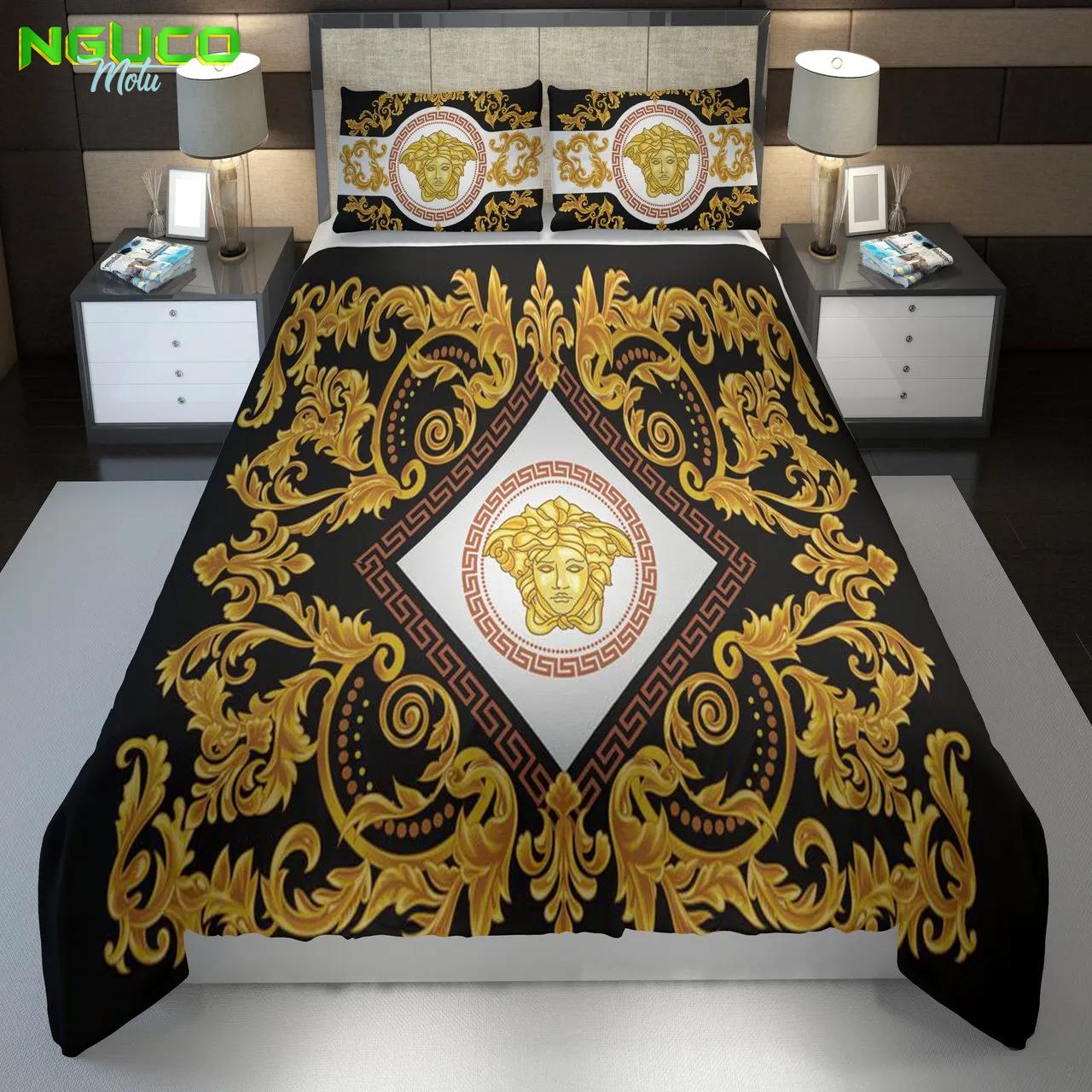 Versace golden fashion luxury brand bedding set bedspread duvet cover set