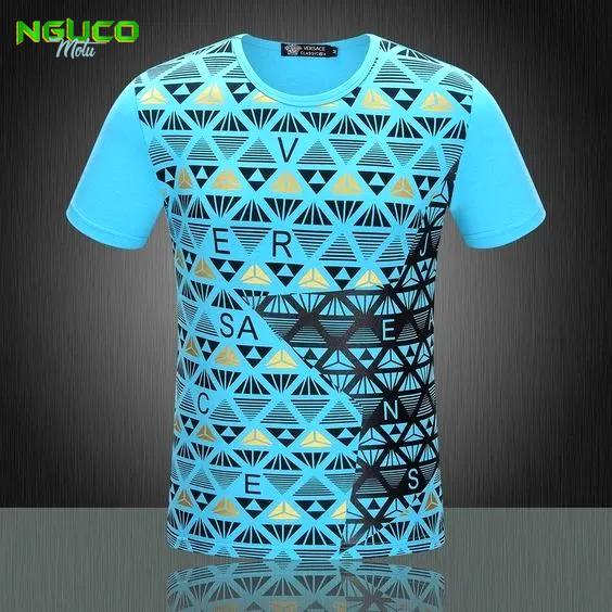 Versace light blue luxury brand t-shirt outfit for men women