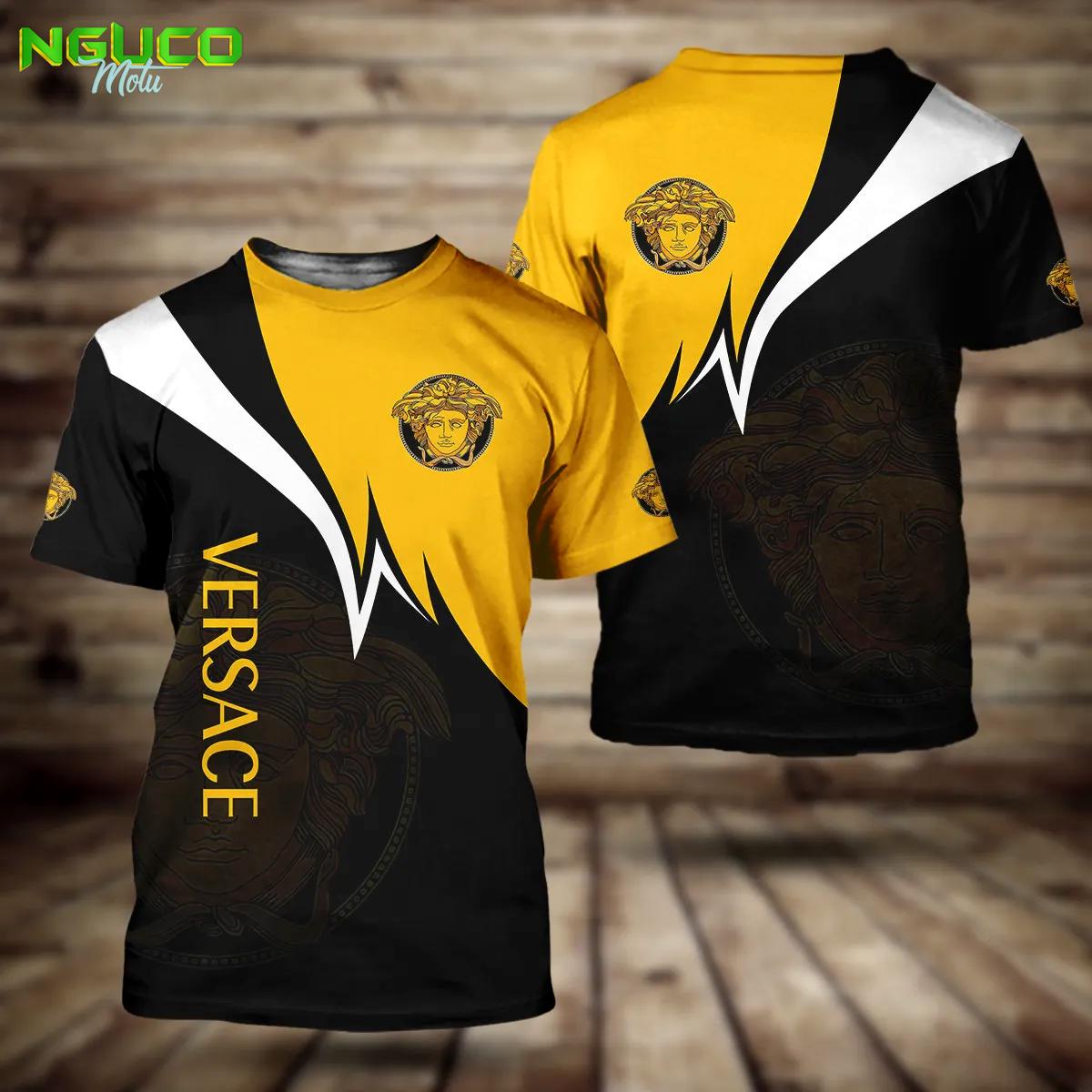 Versace medusa yellow black luxury brand premium t-shirt outfit for men women