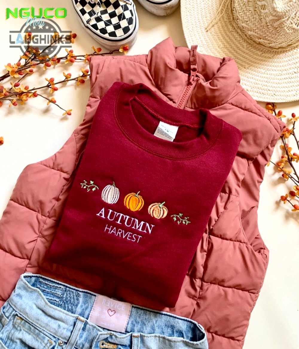 Vintage style autumn harvest embroidered crewneck embroidery tshirt sweatshirt hoodie gift