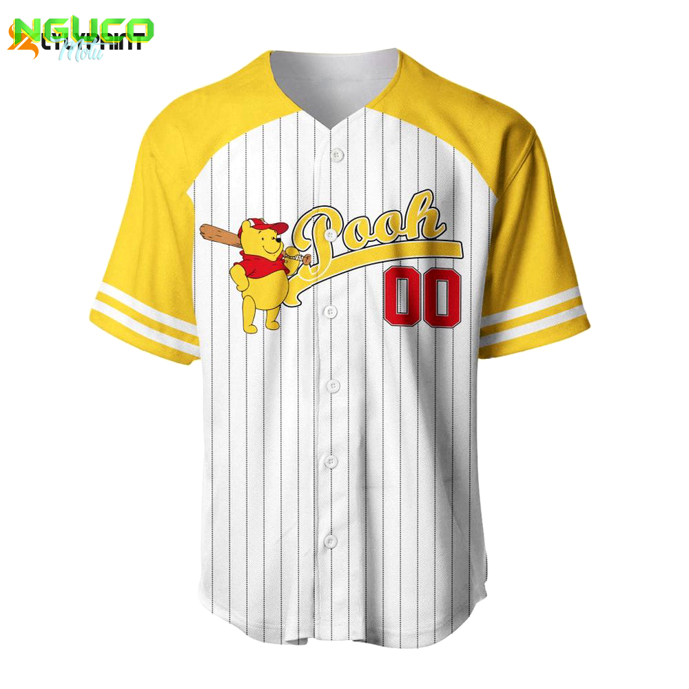 Winnie the pooh striped yellow red baseball jersey