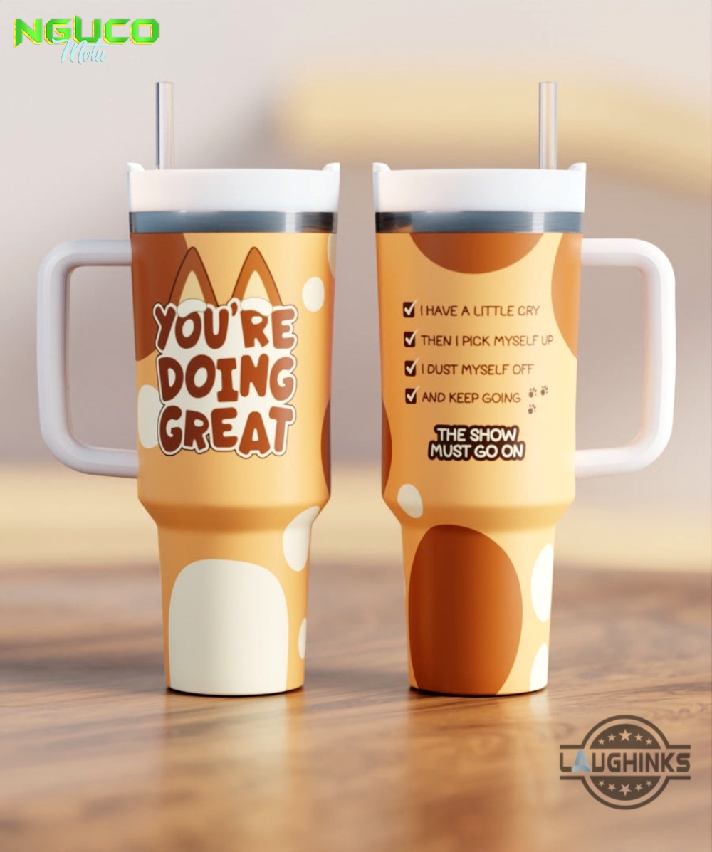 Youre doing great crewcup 40oz stanley tumbler dupe 40 oz stainless steel travel cups with handle lid and straw