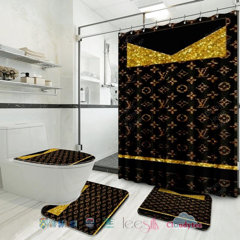 Louis vuitton luxury bathroom set shower curtain style 22