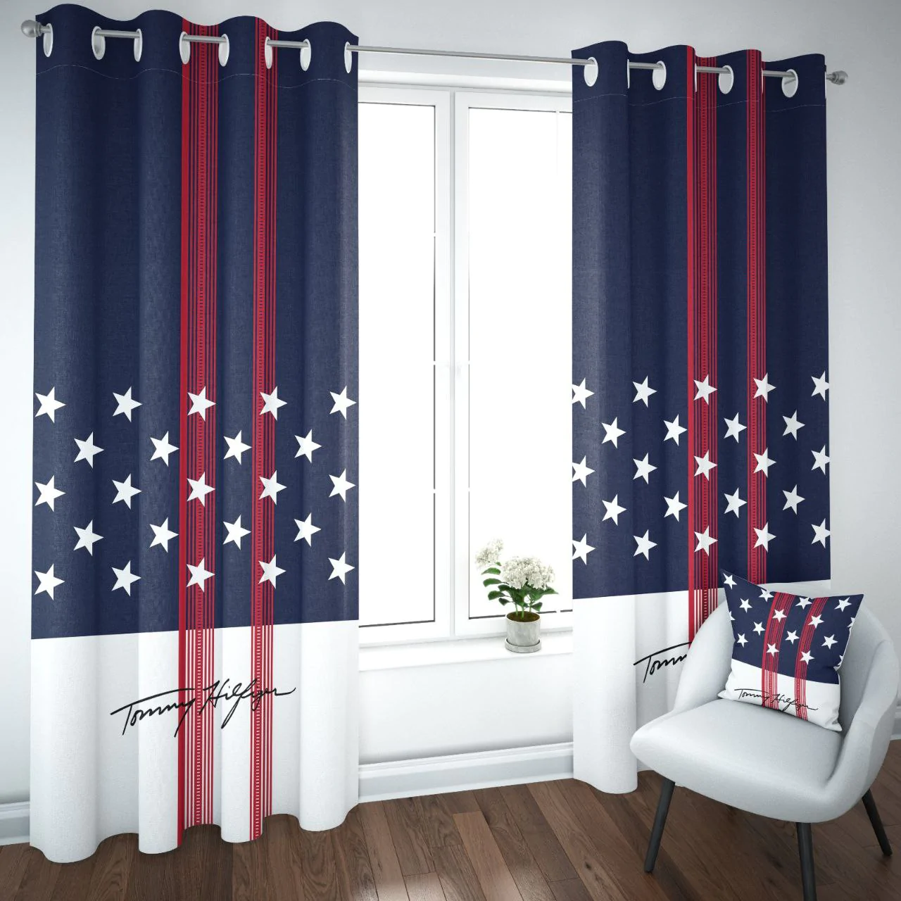 Tommy hilfiger us window curtains hot 2023 luxury bedroom living room home decor