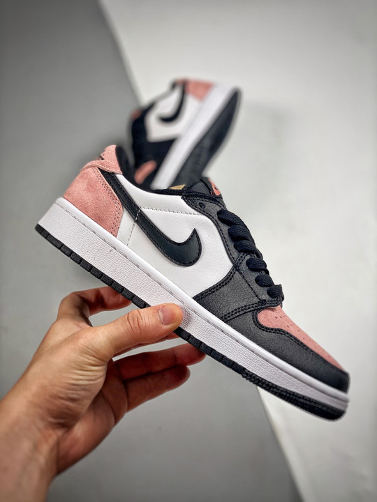 Air jordan 1 low black/bleached coral-white-grey fog cz0790-061