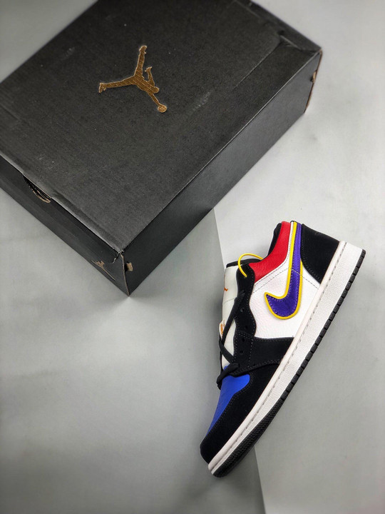 Air jordan 1 low black/court purple-university gold-bright crimson