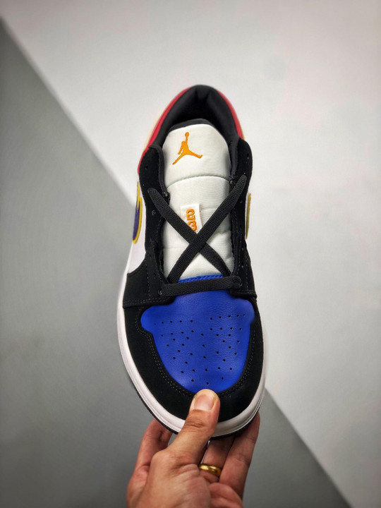 Air jordan 1 low black/court purple-university gold-bright crimson