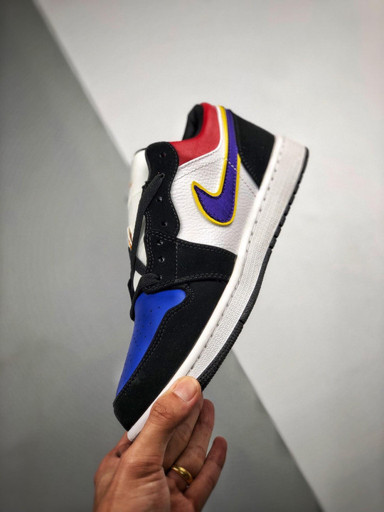 Air jordan 1 low black/court purple-university gold-bright crimson