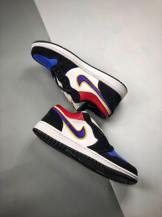Air jordan 1 low black/court purple-university gold-bright crimson