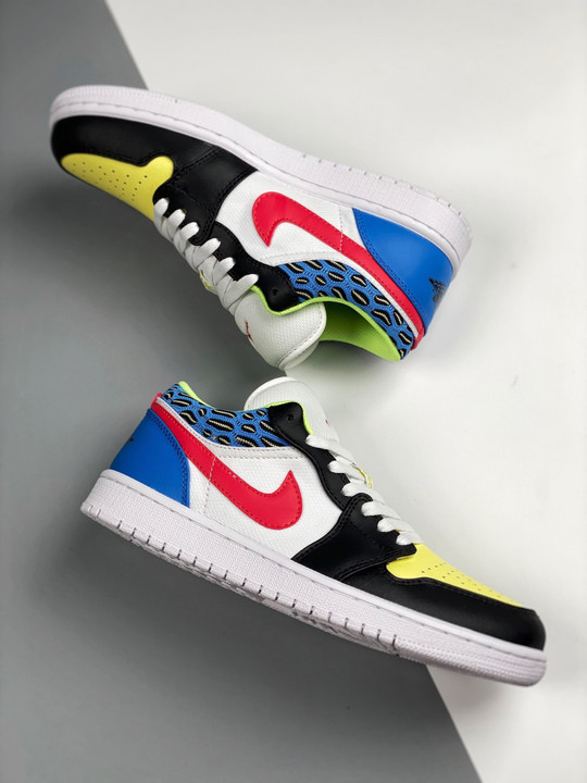 Air jordan 1 low black/light fusion red-white-coast