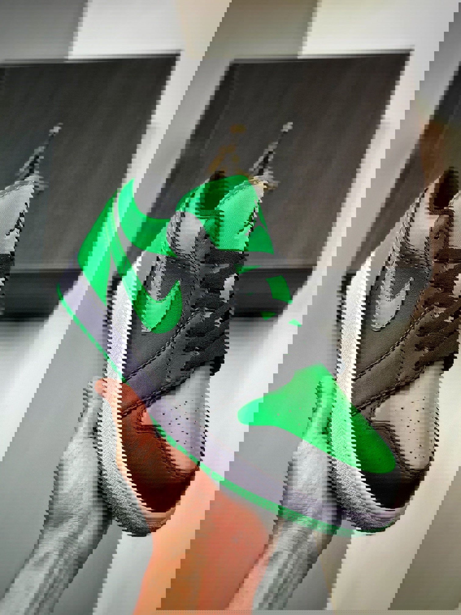 Air jordan 1 low black/lucky green-white 553558-065