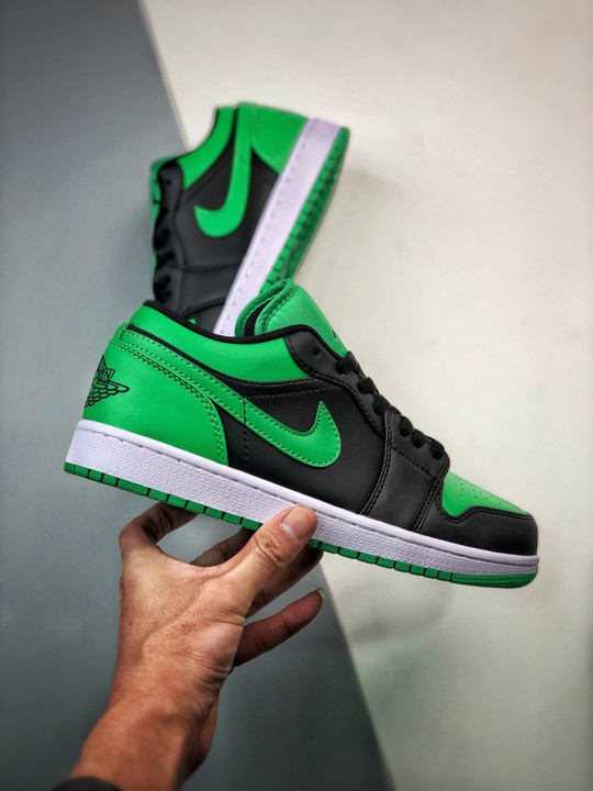 Air jordan 1 low black/lucky green-white 553558-065