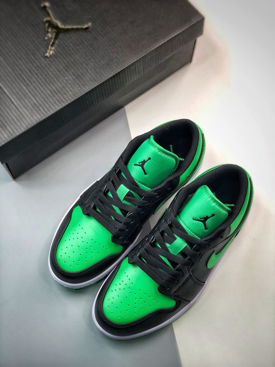 Air jordan 1 low black/lucky green-white 553558-065