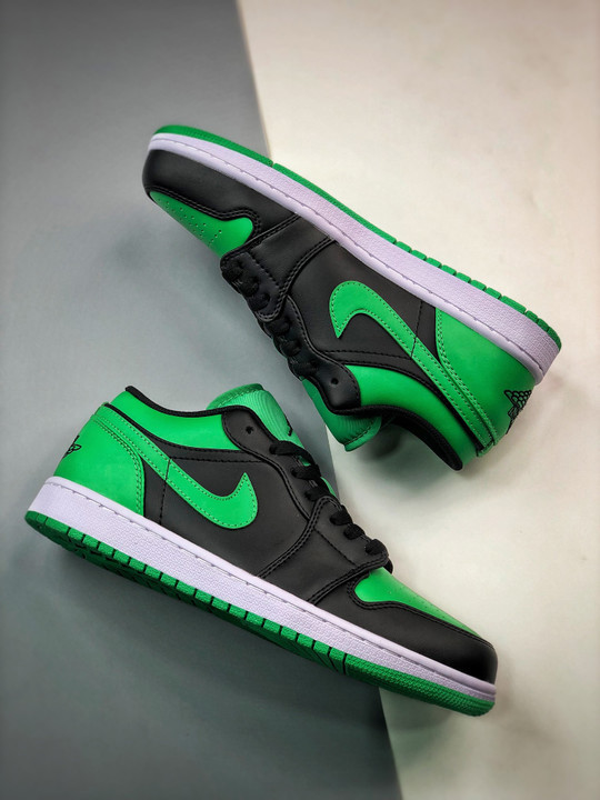 Air jordan 1 low black/lucky green-white 553558-065