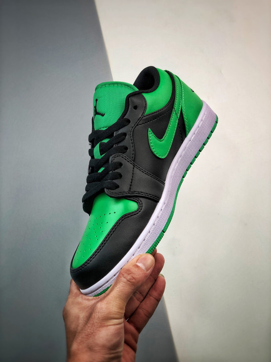 Air jordan 1 low black/lucky green-white 553558-065