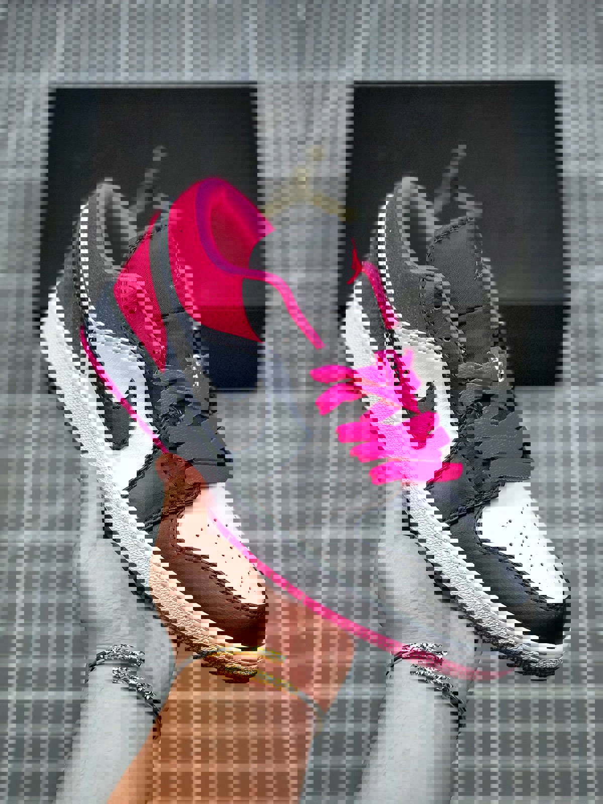 Air jordan 1 low black/white-magenta ck3022-005